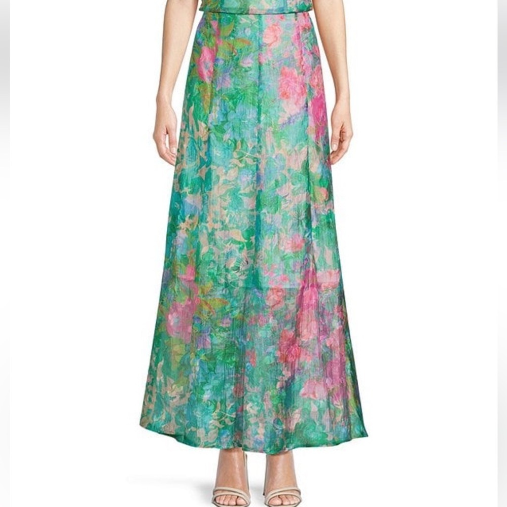 NEW Abbey Glass Rose A-Line Floral Maxi Skirt Size XL $285 Vivid Bloom NWT